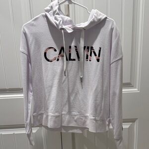 Calvin Klein Collection White Hoodie with Pink Accents